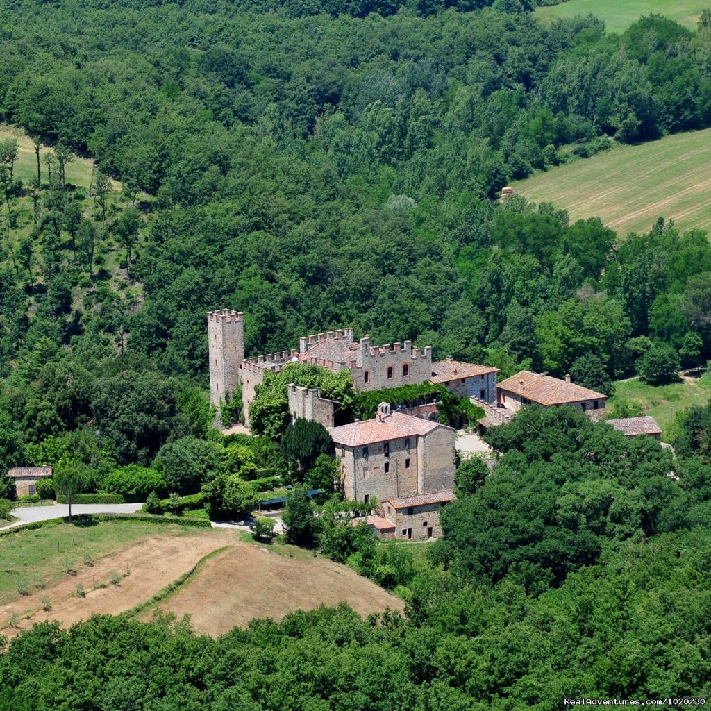 Aerial view from SouthEast | Vacation villa rental Tuscany Italy castle | Image #5/6 | 