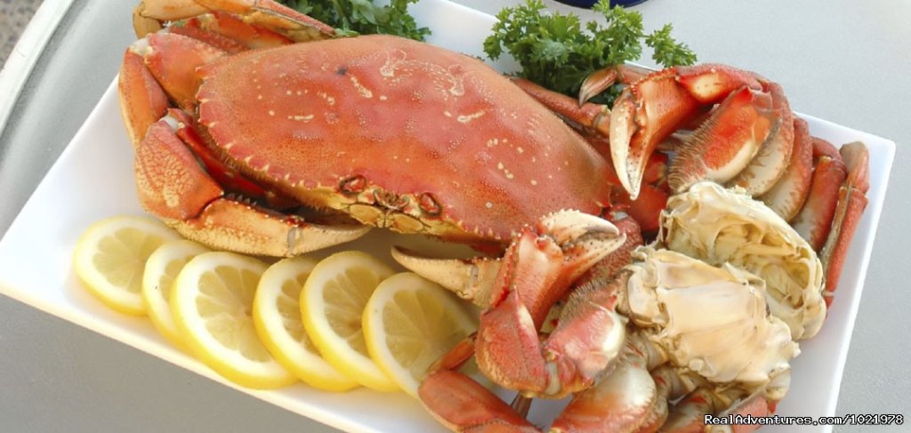 Delicious Dungeness Crab Dinner Served On Board | Chuckanut Crab Dinner Cruise From Bellingham | Image #2/3 | 