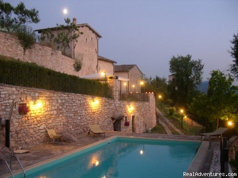 Dusk view of the swimming pool | Residence Vallemela: a charming mountain retreat! | Image #4/19 | 