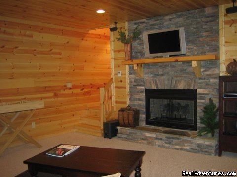 3 sided covered deck log furnishings | Luxury Cabin, FREE Night, Firepit, Mtn Views, NEW | Image #6/18 | 