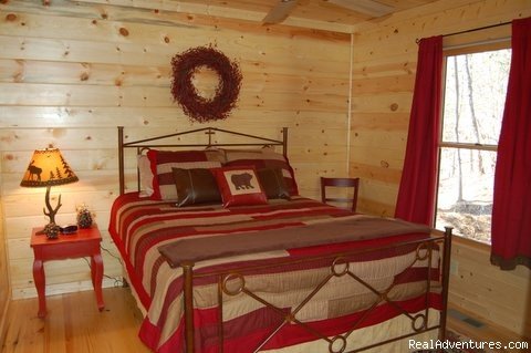 Main level bedroom -queen pillow top. | Luxury Cabin, FREE Night, Firepit, Mtn Views, NEW | Image #4/18 | 