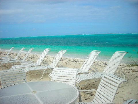 Chaise Lounges & Chairs Provided Overlooking the Ocean