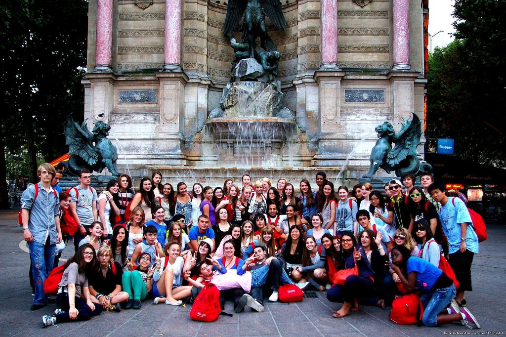 at the Saint Michel fountain in the Latin Quarter | French Summer courses in Paris for Juniors | Image #9/17 | 