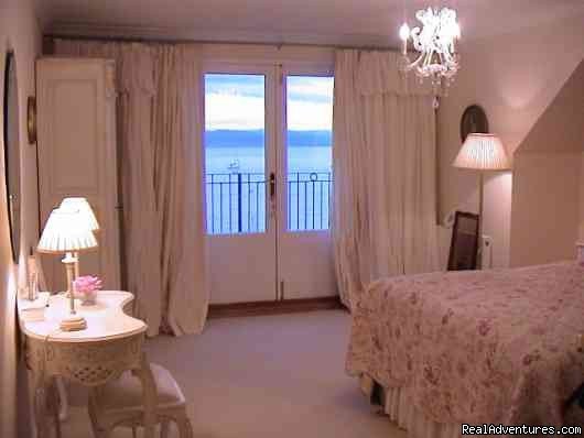 Bedroom 3 & French doors onto terrace. | 5 star Water's Edge Bed and Breakfast in Scotland | Image #6/8 | 