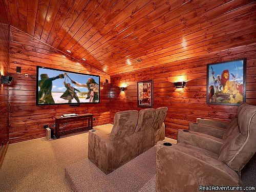 Home Theater Room with 9 Foot Screen | Luxury Gatlinburg Cabins with Theater Rooms | Gatlinburg, Tennessee  | Vacation Rentals | Image #1/6 | 