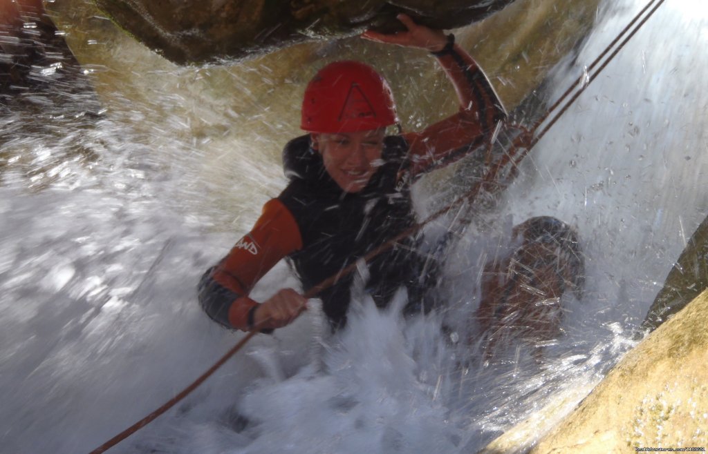 Easy abseiling under water... Big emotion | Canyoning And Adventure In Sierra De Guara - Spain | Image #4/6 | 