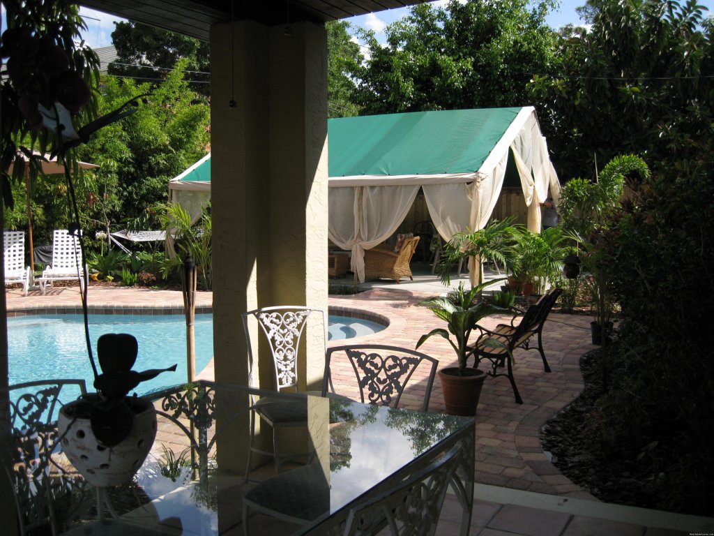 Pool Area w/covered outdoor living space | Tranquil Tropical Guest House | Image #2/5 | 