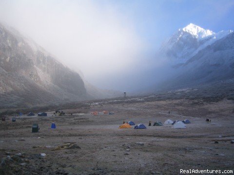 trekking and mountaineering in Sikkim India Yak and Yeti trekking camp at Dzongri Gochala trail