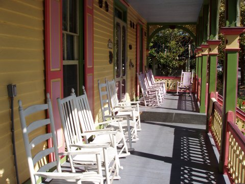 The front portion of the expansive porch