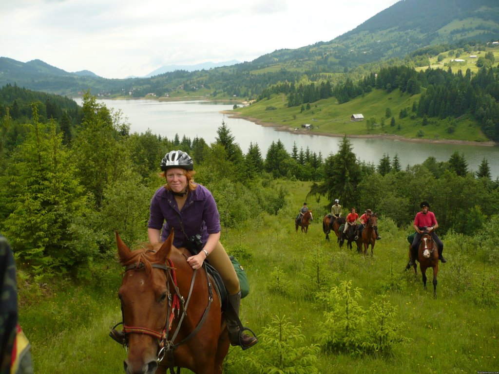 Riders at Lake Colibita, Transylvania | Horse Riding Trips at Calimani Equestrian Centre | Lunca Bradului, Romania | Horseback Riding & Dude Ranches | Image #1/7 | 