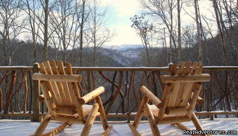 The viewing deck from Adohi Lodge  | Log Cabin Vacation Rentals Great Smoky Mountain NC | Image #4/9 | 