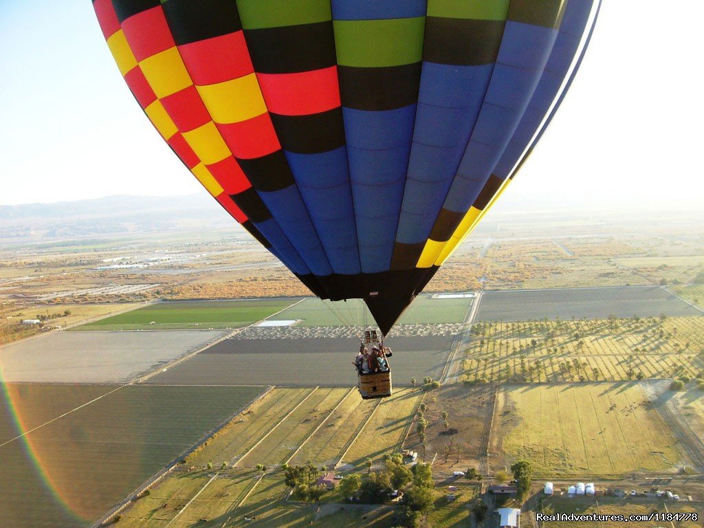 Balloons Above Passengers Enjoy the View | Hot Air Balloon Flights over Palm Springs | Palm Desert, California  | Hot Air Ballooning | Image #1/6 | 