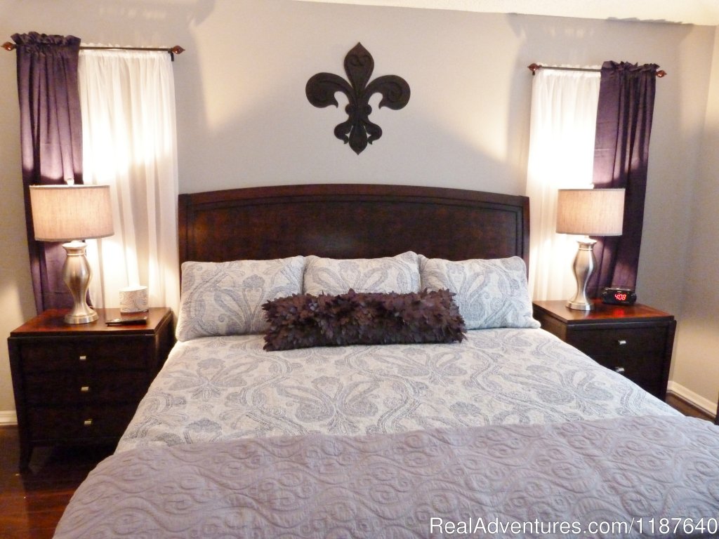 Gorgeous new king bed awaits in Potter's master bedroom | 'WELCOME TO POTTER'S CASTLE' Disney World | Image #9/22 | 