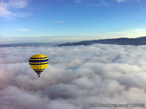 Balloon flight over the clouds