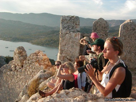 Group on top of the castle at Kale, Turkey | Archaeological Tours, Gulet Cruises and Charters | Image #3/23 | 
