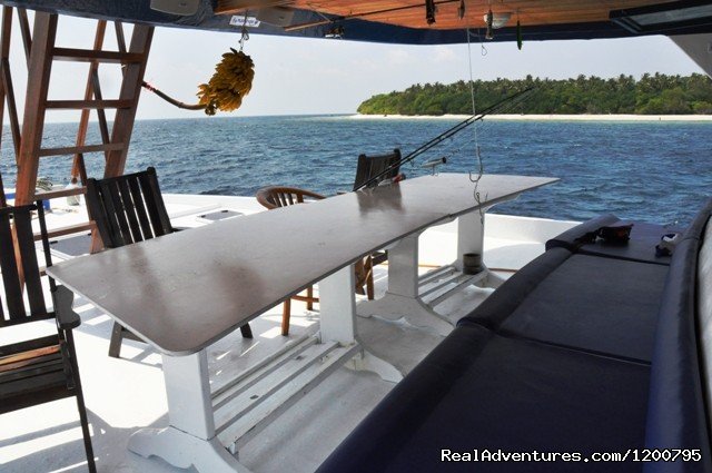 Front seat of Liveaboard Dolphin-1 | Maldives Trips - Fishing, Surfing, & Scuba Diving | Image #10/19 | 