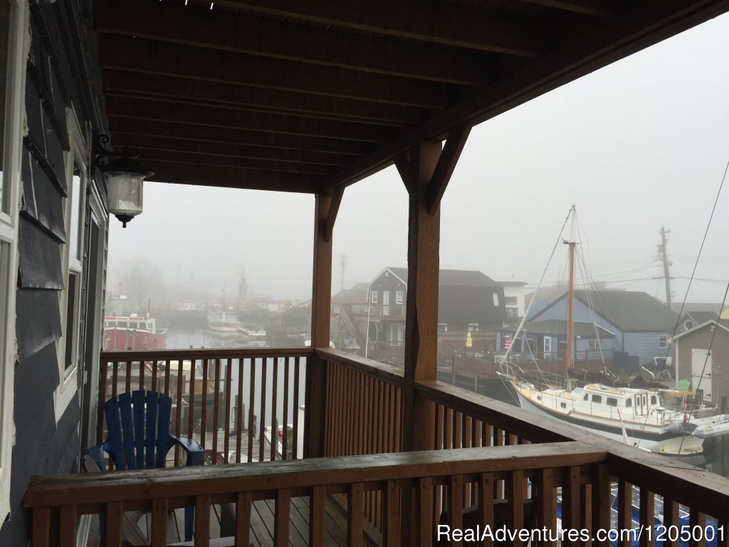 View from 2nd floor balcony with fog rolling in | Inn at Fisherman's Cove with amazing views | Eastern Passage, Nova Scotia  | Bed & Breakfasts | Image #1/4 | 