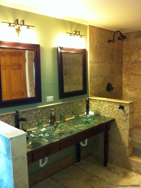 Beautiful new West Bathroom with double shower heads