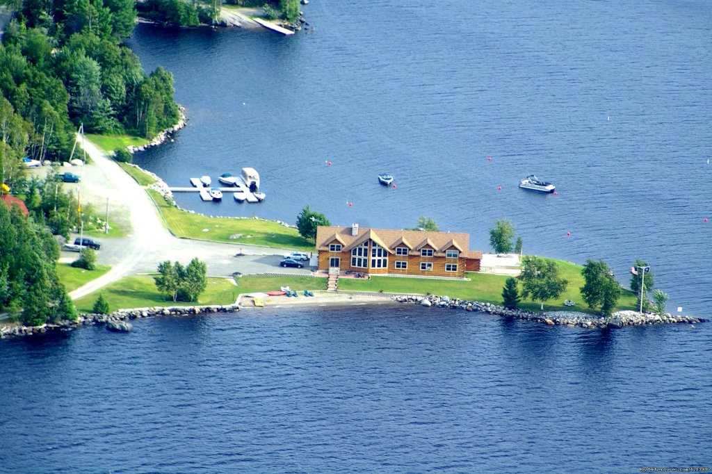 Aerial View of 5 Lakes Lodge | A Unique Waterfront B & B in the Heart of Maine | Millinocket, Maine  | Bed & Breakfasts | Image #1/18 | 