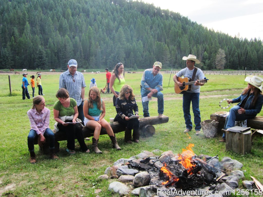 Country singer around the campfire | Bar W Guest Ranch | Image #18/26 | 