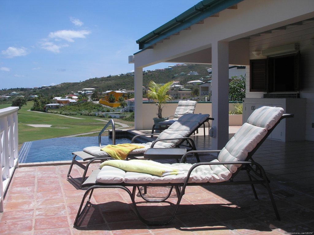 Veranda and pool view | Private 3-Bedroom Villa with Infinity Edge Pool | Frigate Bay, Saint Kitts and Nevis | Vacation Rentals | Image #1/7 | 