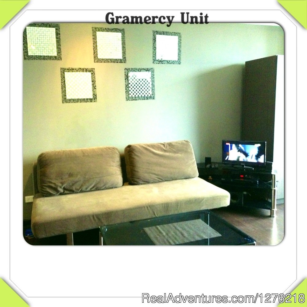 Couch That Turns To Queensize Bed | Condo For Rent, Gramercy in Century City, Makati | Image #5/21 | 