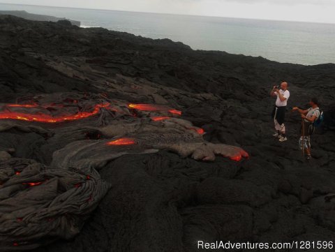 Active Lava Flows near the Ocean in Hawaii