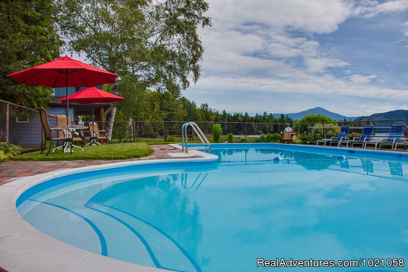 Our pool with a view | Placid Bay Inn On Lake Placid Vacation Getaways | Image #17/24 | 