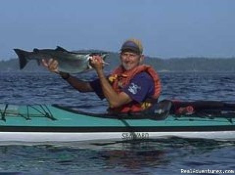 Fresh salmon and a HAPPY PADDLER! | Wild Heart Adventures | Nanaimo, British Columbia  | Kayaking & Canoeing | Image #1/3 | 