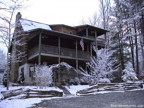 Main House in Winter | Luxury Log Cabin Rentals with Hot Tub | Image #6/19 | 