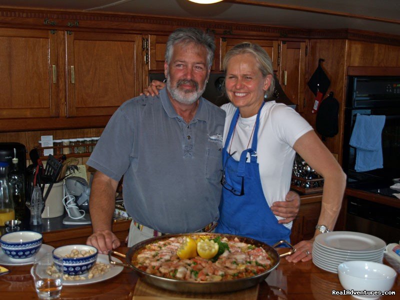 Nancy & Richard with Paella | Alaska Yacht Charters Aboard Alaskan Song | Image #14/22 | 