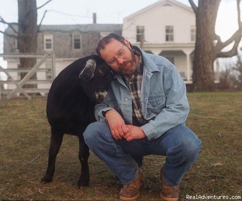 Corey (the goat) and Vince (the innkeeper)