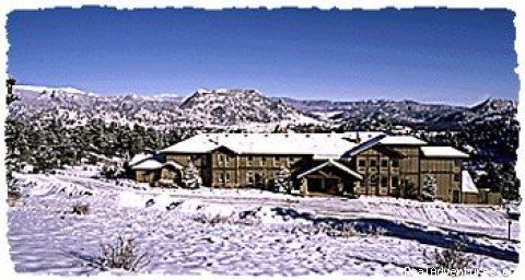 Front Elevation Winter | Taharaa Mountain Lodge | Estes Park, Colorado  | Bed & Breakfasts | Image #1/11 | 