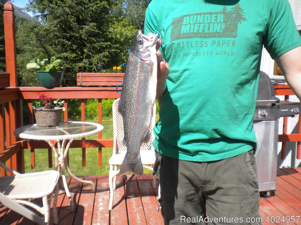 A nice trout from Trail River | Trail River Gardens Cottage | Image #7/13 | 