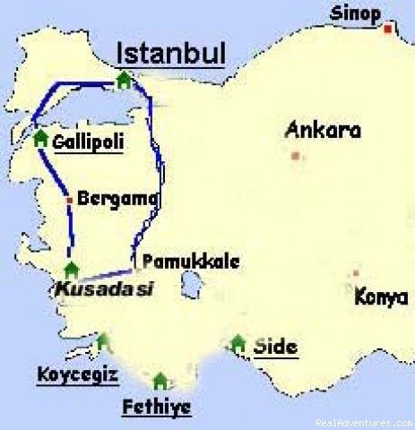 Map for 10 days anzac Tours | 10 Days ANZAC Tour....Includes all entrance fees | Aydin, Turkey | Sight-Seeing Tours | Image #1/3 | 
