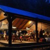 Creekside luxury log cabins in the Smokies Group Pavilion with bandstand, firepit and kitchen