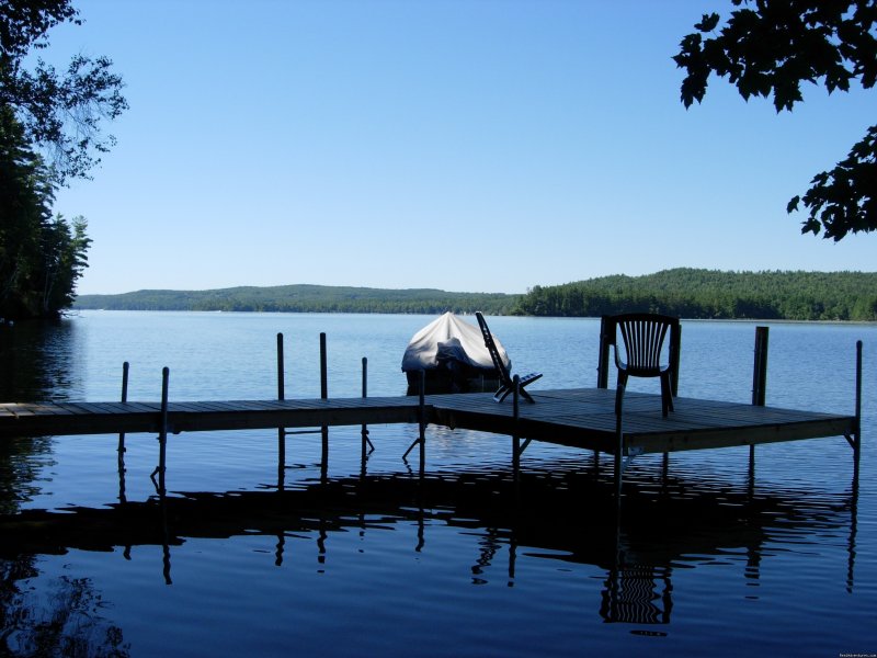 Dock overlooks wide expanse of the lake | Quiet Waterfront Thompson Lake, ME | Oxford, Maine  | Vacation Rentals | Image #1/14 | 