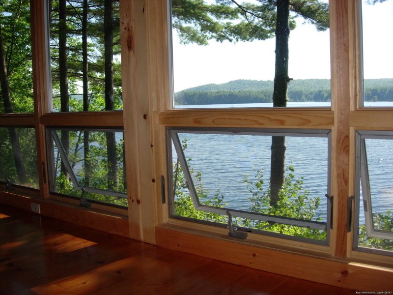View from Window in great room | Quiet Waterfront Thompson Lake, ME | Image #3/14 | 
