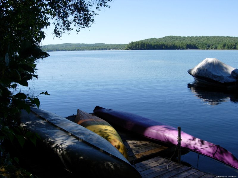 Kayaks and canoe | Quiet Waterfront Thompson Lake, ME | Image #6/14 | 