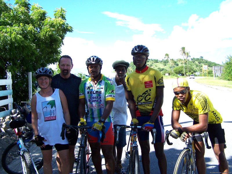 Caribbean..Johnny & Linda with long time friends and local g | Fun Bicycle Tours, Alaska, Caribbean & Europe. | Image #7/8 | 
