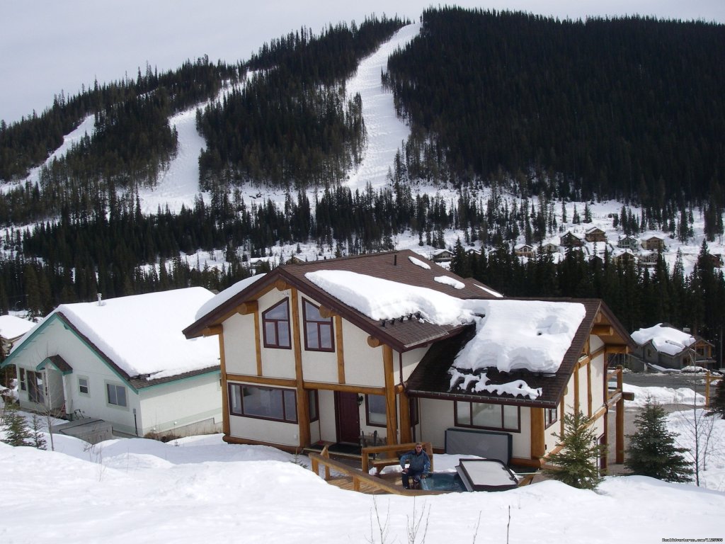 Back of house, main entrance for 3 bedroom/loft unit. | Sun Peaks Resort Private Post &Beam Chalet | Image #2/23 | 