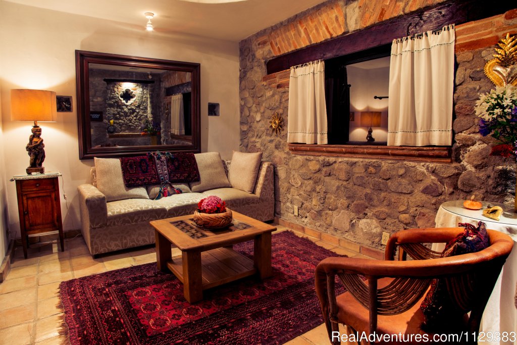Stone Suite Sitting Area | Mexican Cooking Classes Boutique Accommodation | Image #12/21 | 