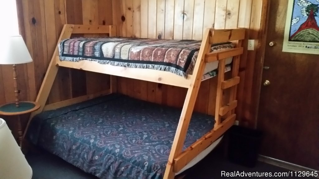Bedroom 1 w/ twin over full bunk beds | Hot Springs Cabin Rentals Sequoia Nat'l Monument | Image #5/7 | 