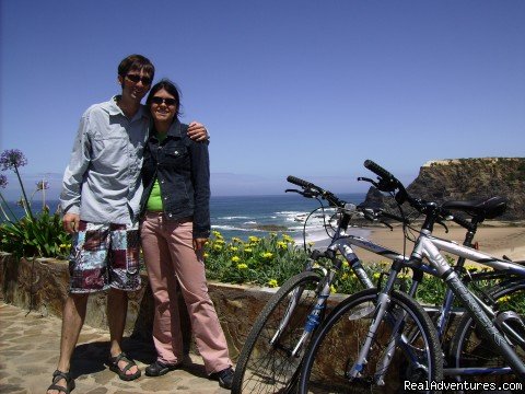 Guests on last day of a coastal tour, smile everyone! | Blue Coast Bikes Luxury Bike Tours in Portugal | Image #4/17 | 