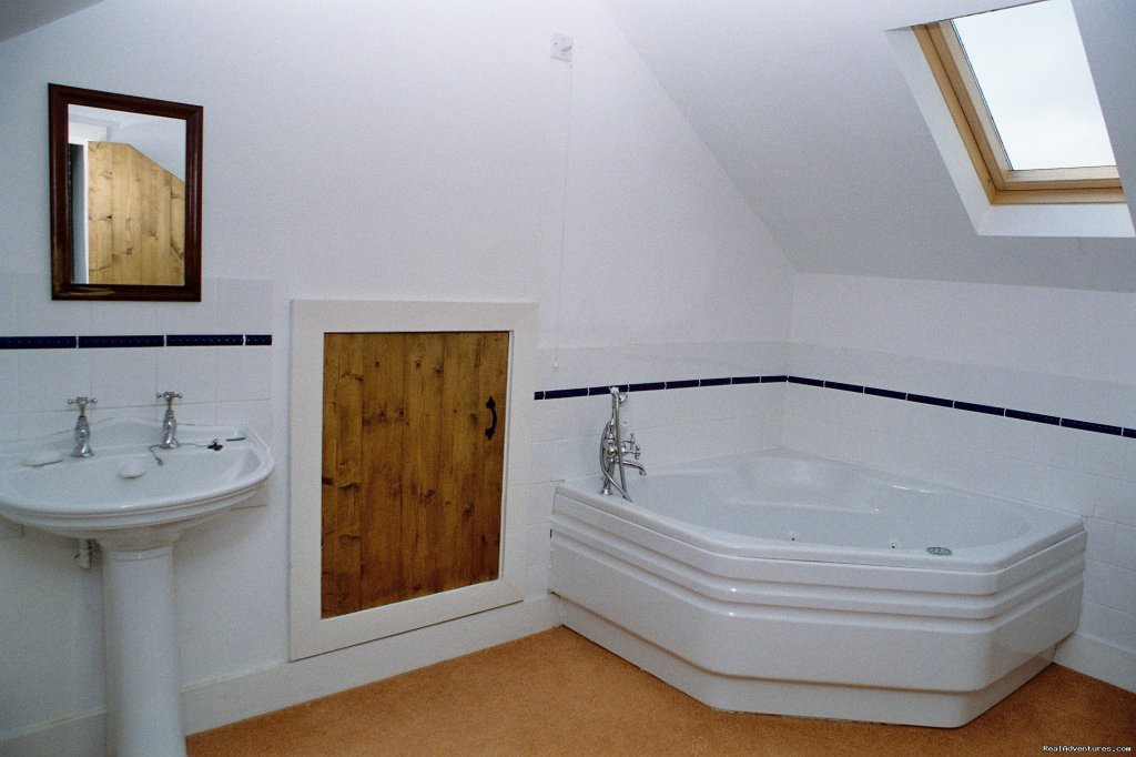 En suite bathroom with Jacuzzi bath | Luxury Castleoliver Coach House | Image #7/15 | 