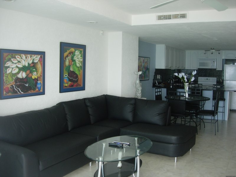 Living Room/Kitchen  | Brand New--Oceanfront--Five Star Condo | Cozumel, Mexico | Vacation Rentals | Image #1/14 | 
