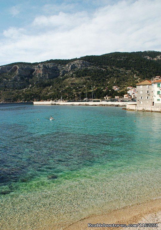 view from the local beach | Komiza private accommodation at the seafront | Komiza, Croatia | Vacation Rentals | Image #1/9 | 