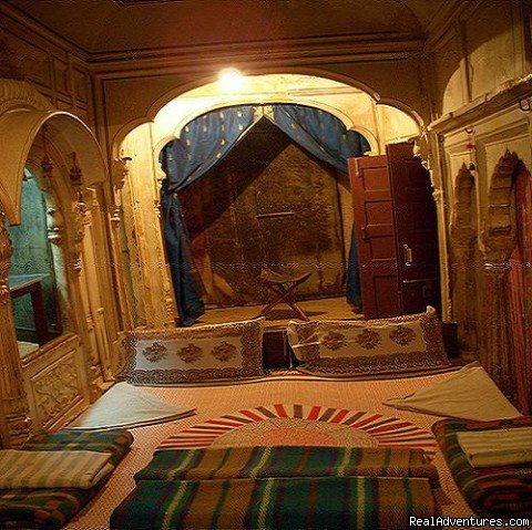 Painted Room with curtains & Beds | HAVELI Hotel SURAJ | Image #10/13 | 