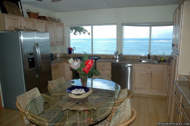 Ocean Views in the Spacious Kitchen | Ocean Front Lahaina Sunset Home! | Image #3/8 | 