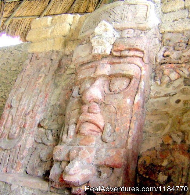Mask at Kohunlich, narby Mayan ruins | Romantic Tropical Getaway,Casa Estrella de Bacalar | Image #15/18 | 